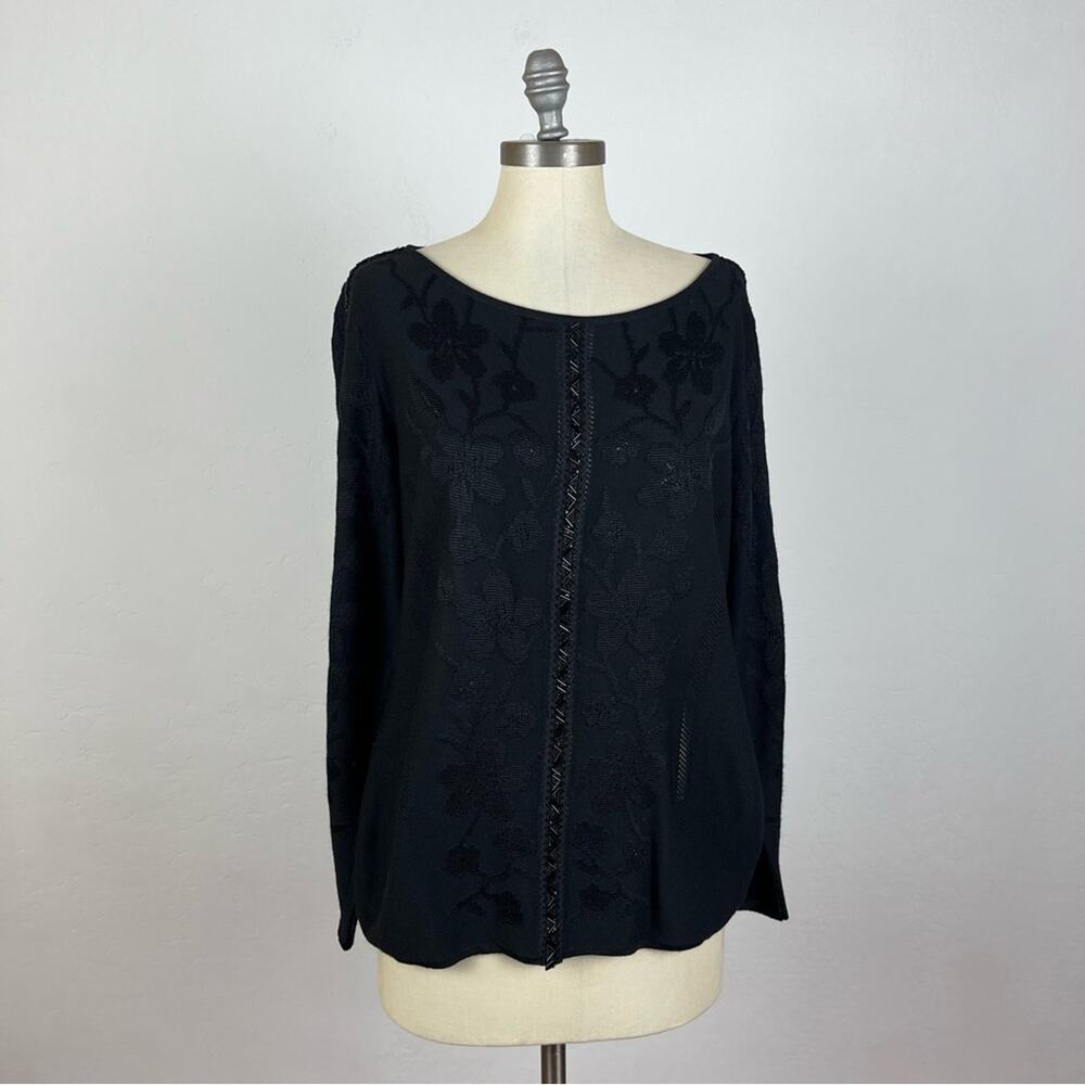 Escada Black Embroidered Embellished Blouse